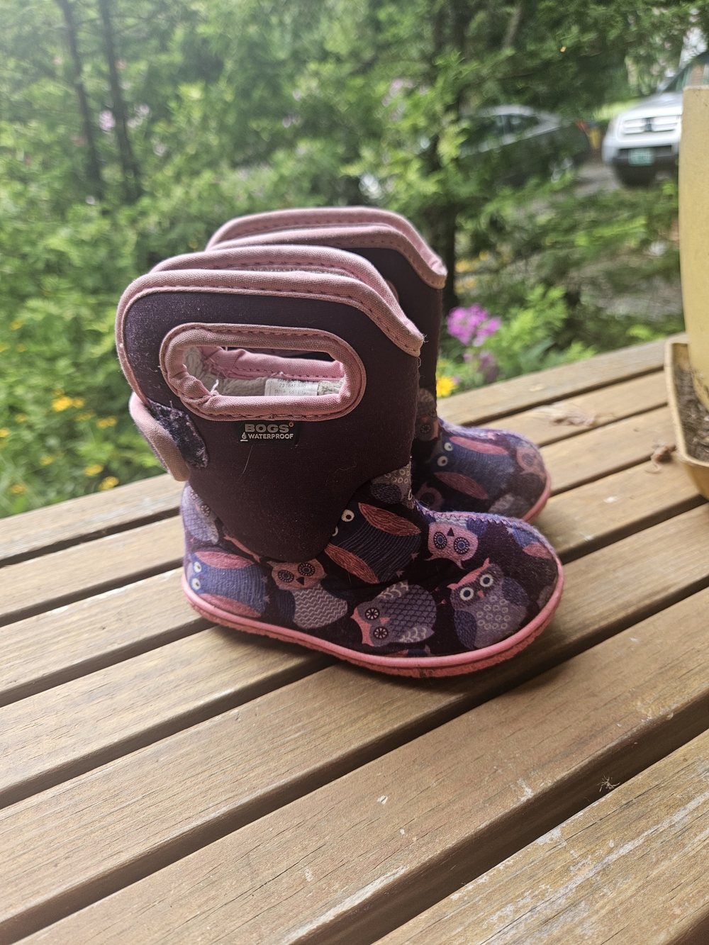 Bogs Kids Waterproof Owl Print Purple Pink Winter Boots